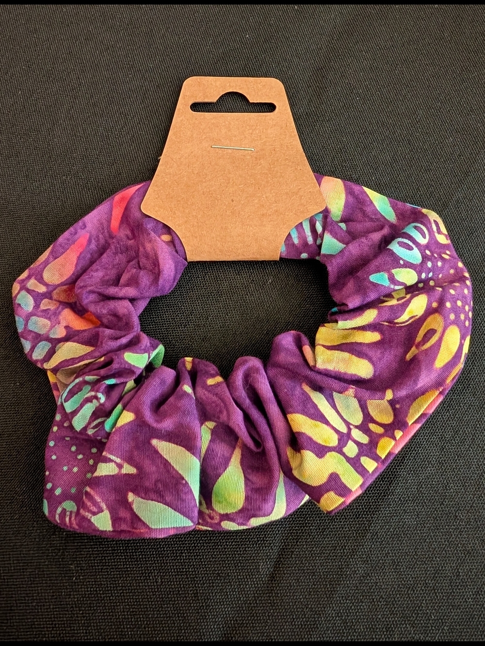 Hand Crafted Set Of 4 Multicolor Batik Scrunchies - Picture 2 of 5